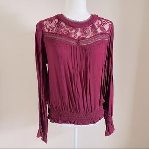 🌻 American Rag Long Sleeve Maroon Blouse Size Small